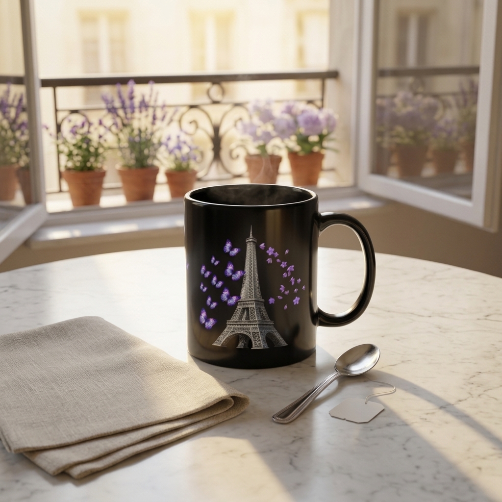 tsgabrielle® • Paris - Torre Eiffel • Caneca Brilhante • Preto • Cerâmica • 2 Tamanhos - View 11