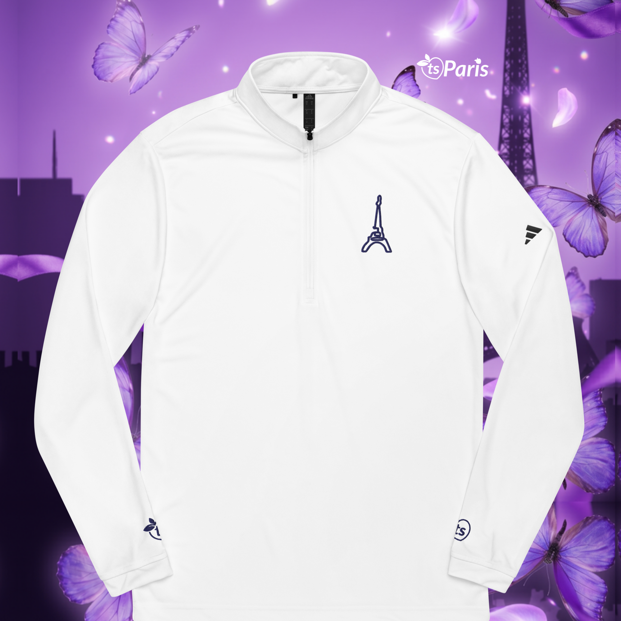 adidas® by tsgabrielle® • Men's • Paris - La Tour Eiffel • Pulôver com zíper curto • Branco
