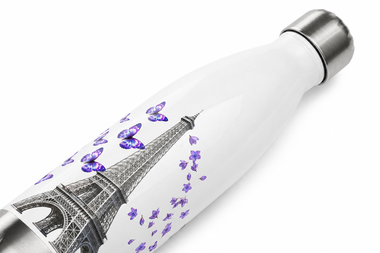 tsgabrielle® • Paris - Torre Eiffel • Garrafa de Água • Branco • Aço Inoxidável • 17 oz - 500ml - View 11