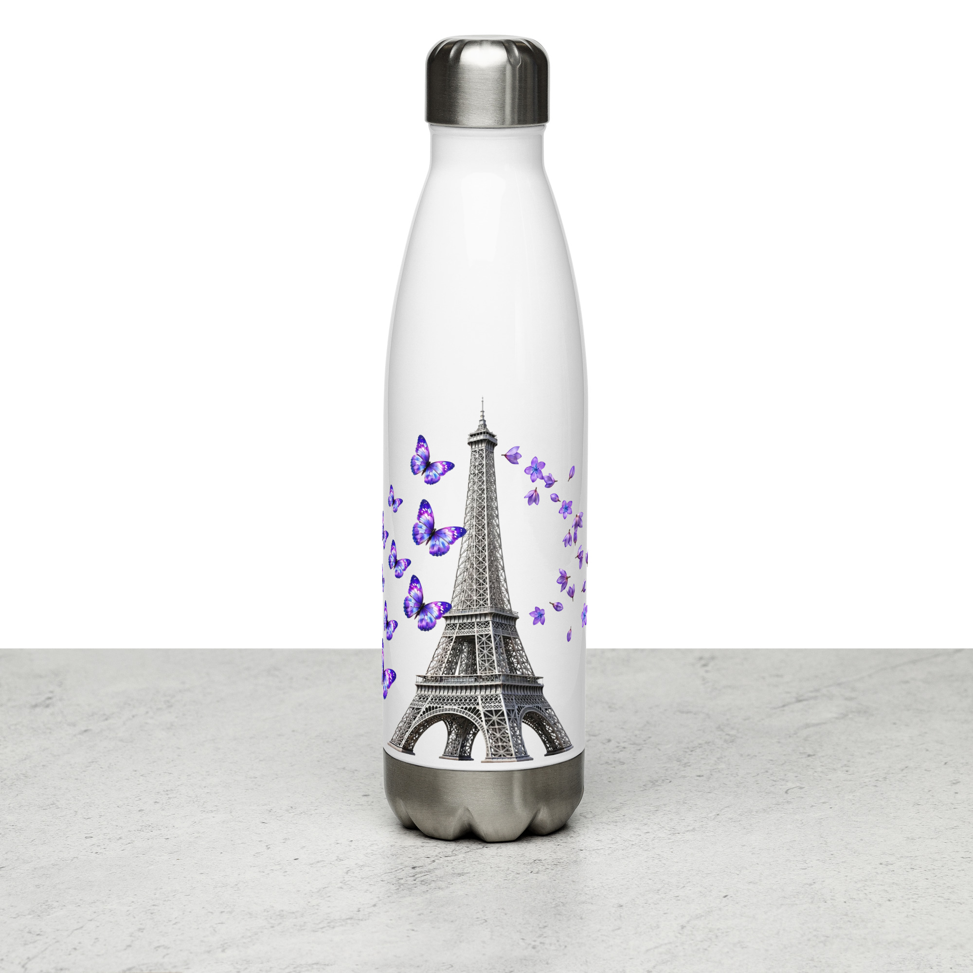 tsgabrielle® • Paris - Torre Eiffel • Garrafa de Água • Branco • Aço Inoxidável • 17 oz - 500ml - View 7