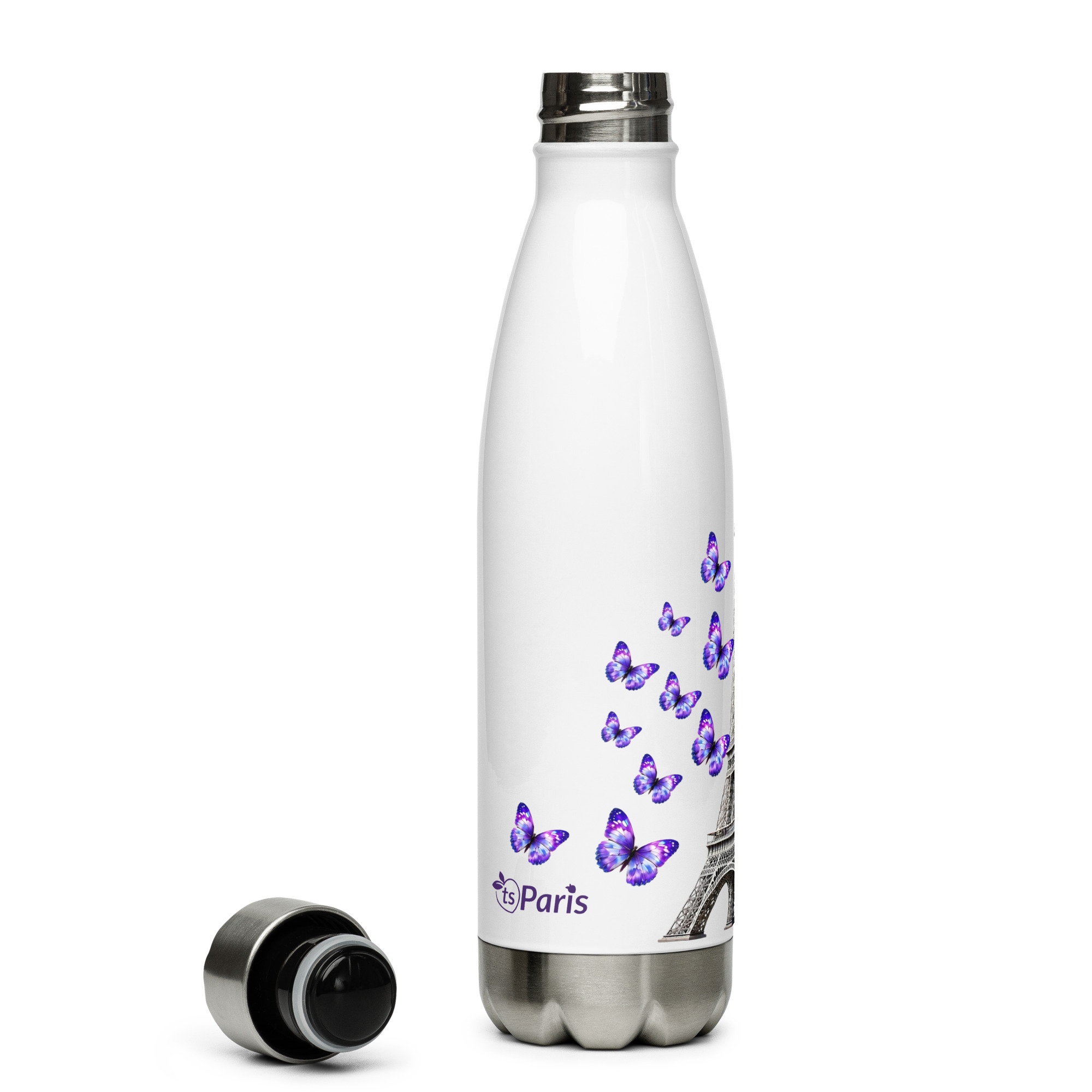 tsgabrielle® • Paris - Torre Eiffel • Garrafa de Água • Branco • Aço Inoxidável • 17 oz - 500ml - View 10