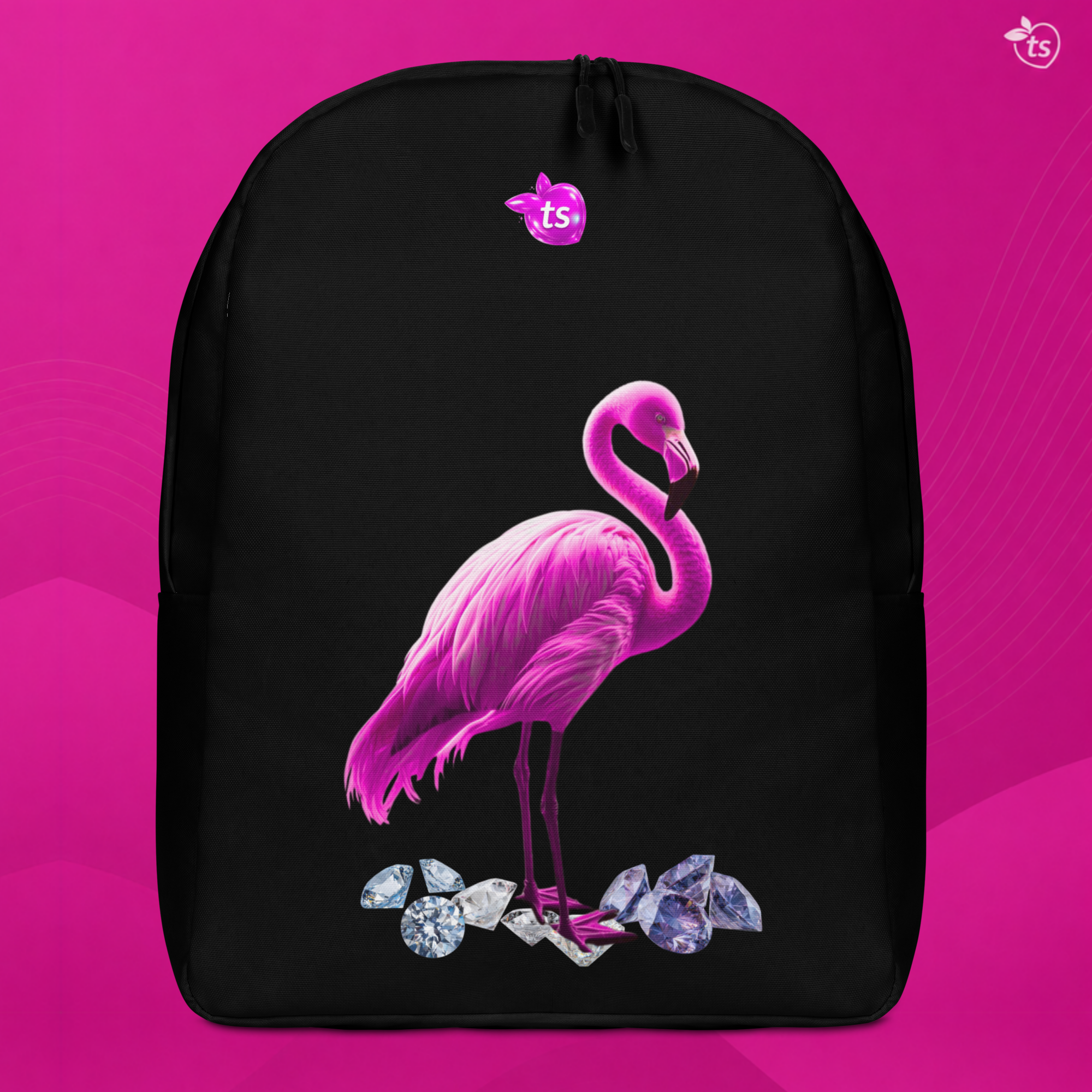 tsgabrielle® • Flamant Rosa • Mochila Minimalista • Preto